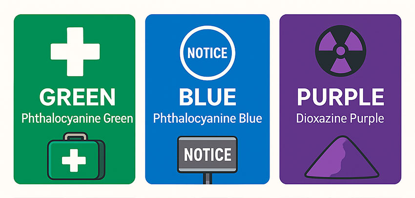 綠色、藍(lán)色和紫色安全顏色應(yīng)用