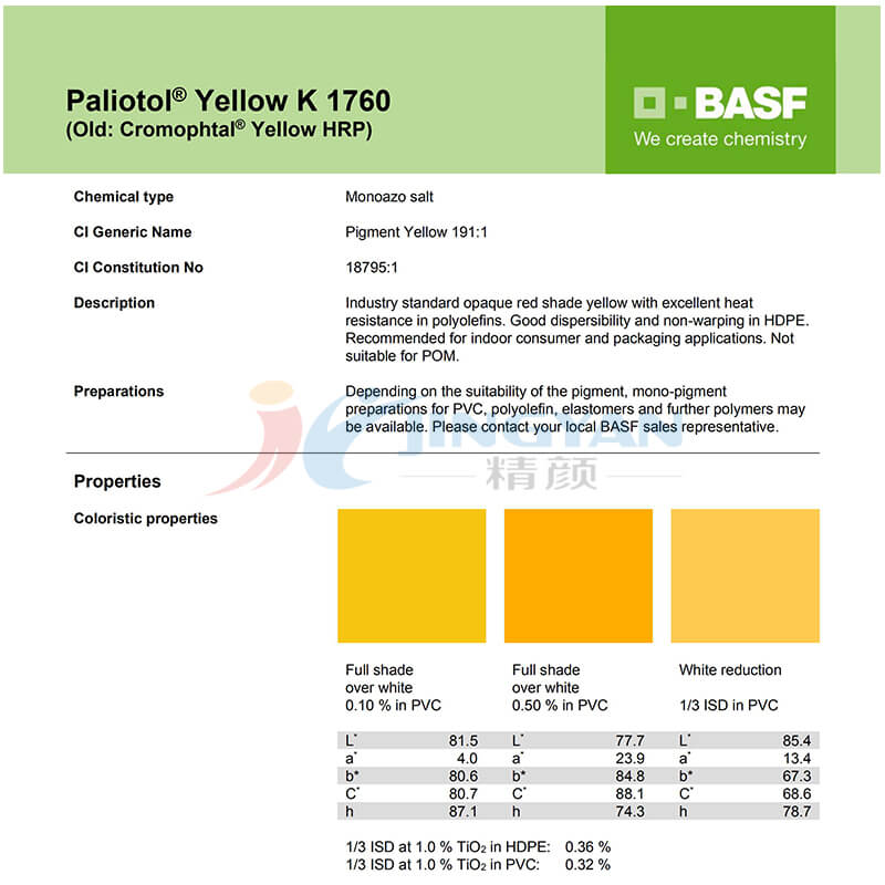巴斯夫K1760有機顏料TDS說明書