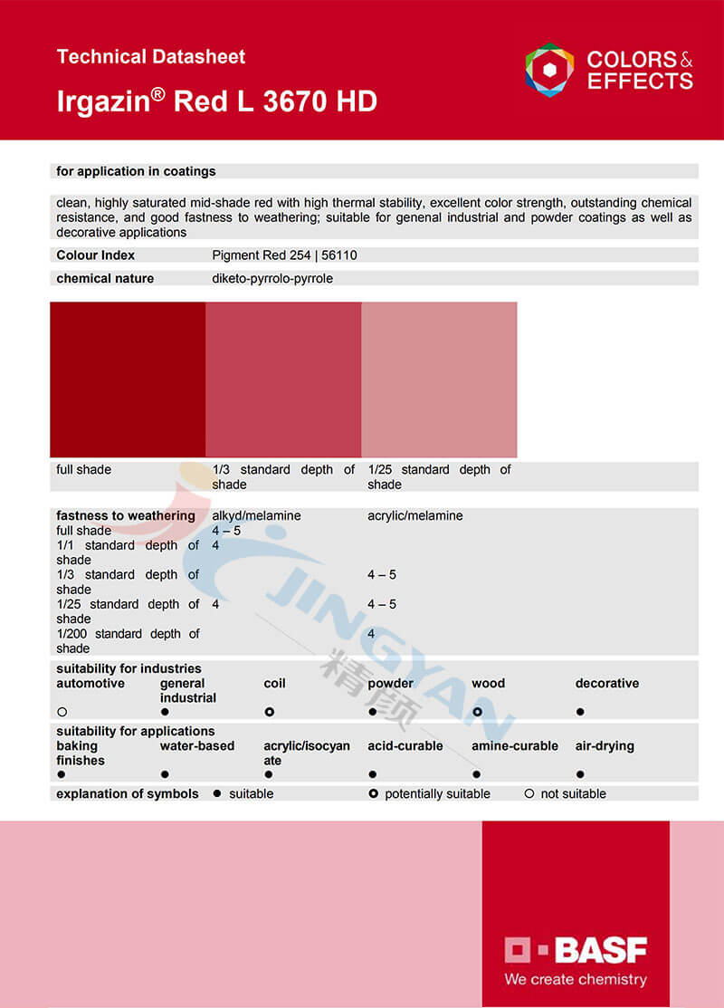 巴斯夫有機(jī)顏料紅L3670HD